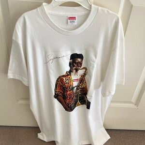 Supreme White Pharoah Sanders Saxophone Graphic Tee Size Large Mens